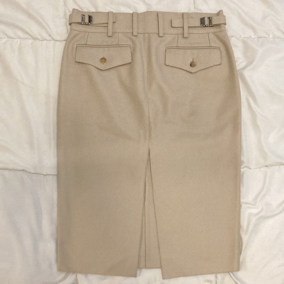 Rare! Gucci Italian Vintage Wool Tailored Pencil Skirt Beige Size 42 (US 6) - Picture 2 of 16